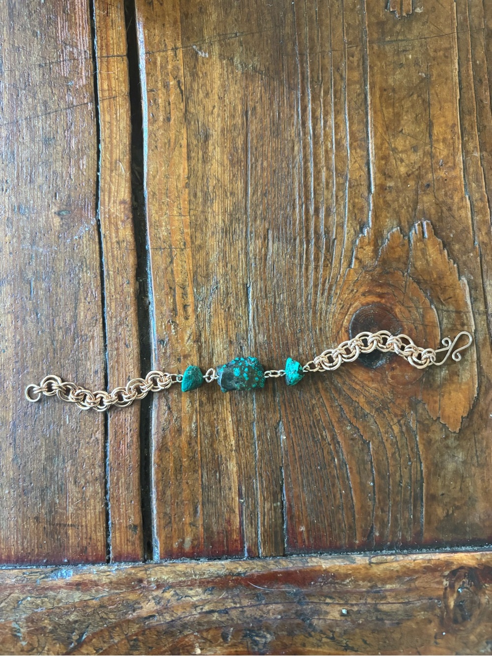 Copper Chain Bracelet with Turquoise Stones